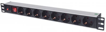 Intellinet PDU letva 19" 1U Rackmount 8xšuko, 3m, crna