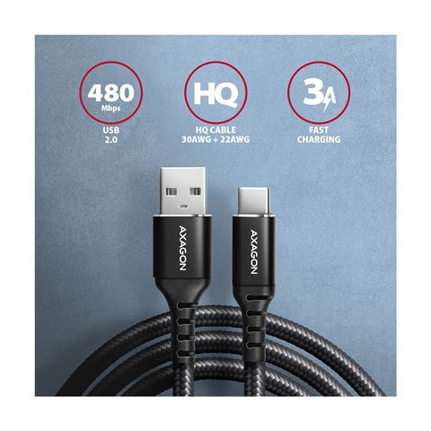 CC USB CM 2.0 <> USB AM, 1,0 m, Crna, HQ, BUCM-AM10AB, AXA