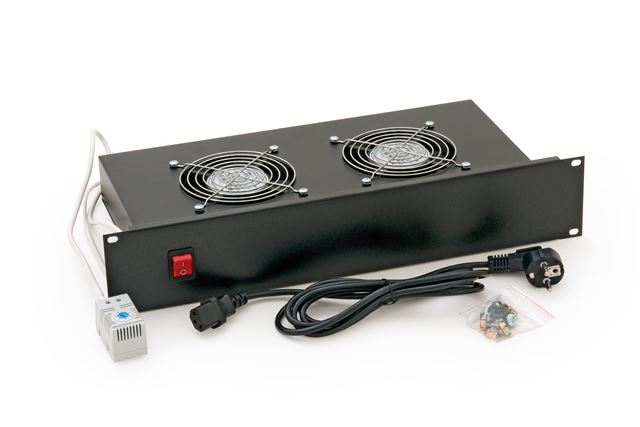 Triton vent. jedinica 19"/2U, 2U, 2x vent.+ termostat, crna