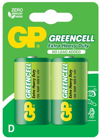 GP baterije R20-U2 D Zinc Carbon